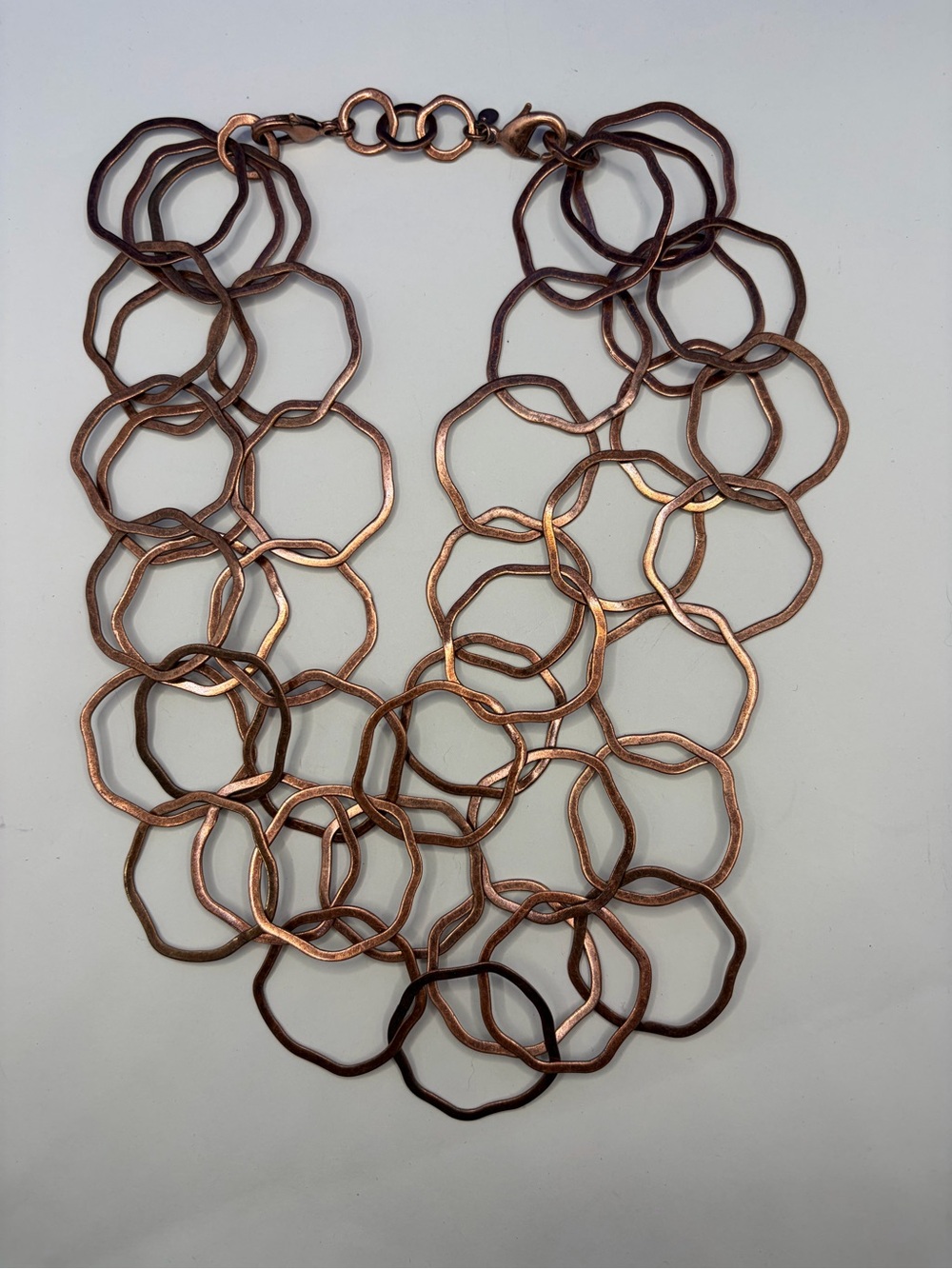 Premier Designs Copper Tone Hammered Multi-Strand Statement Necklace Oversized